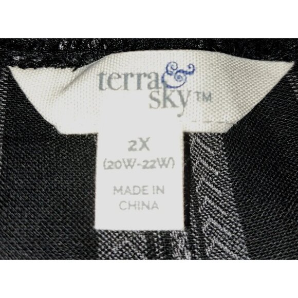 New 2X Black Gray Maxi Peasant Tiered Dress Slimming Modest Terra & Sky - Picture 4 of 8